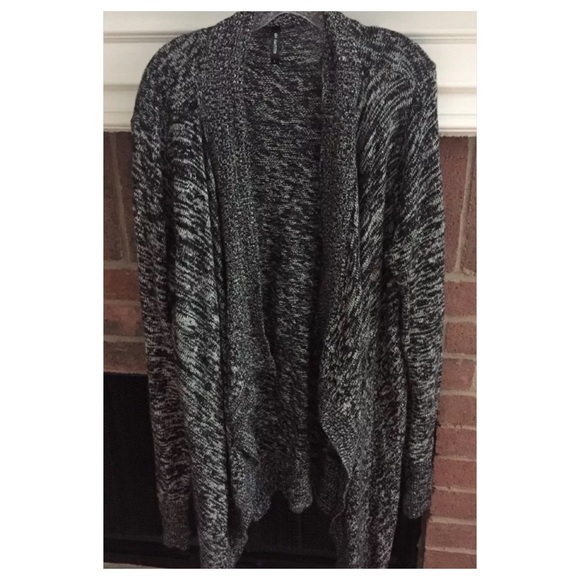 On Twelfth Gray Black Marbled Open Sweater Large - Picture 1 of 6